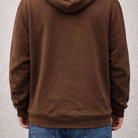 Men's Brown Zip-Up Hoodie Sweater - Picture 2 of 3
